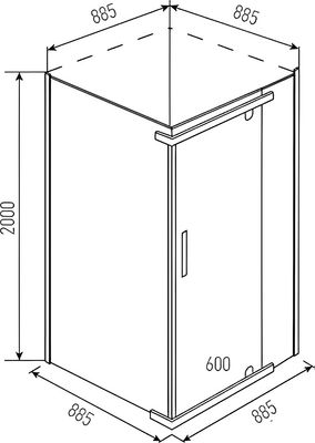 Душевой уголок IVA 90x90x200 / E2SS90C  (прозрачное стекло)